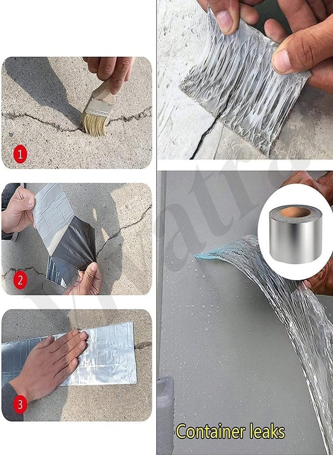 Vivatra شريط فيفاترا المقاوم للماء لإصلاح تسربات المياه في الأنابيب والأسقف، شريط من رقائق الألومنيوم، شريط لاصق مقاوم للماء، شريط مانع للتسرب من مطاط البوتيل (5 سم × 5 م (عبوة من قطعة واحدة) (شريط من رقائق الألومنيوم (1)) - Image 4